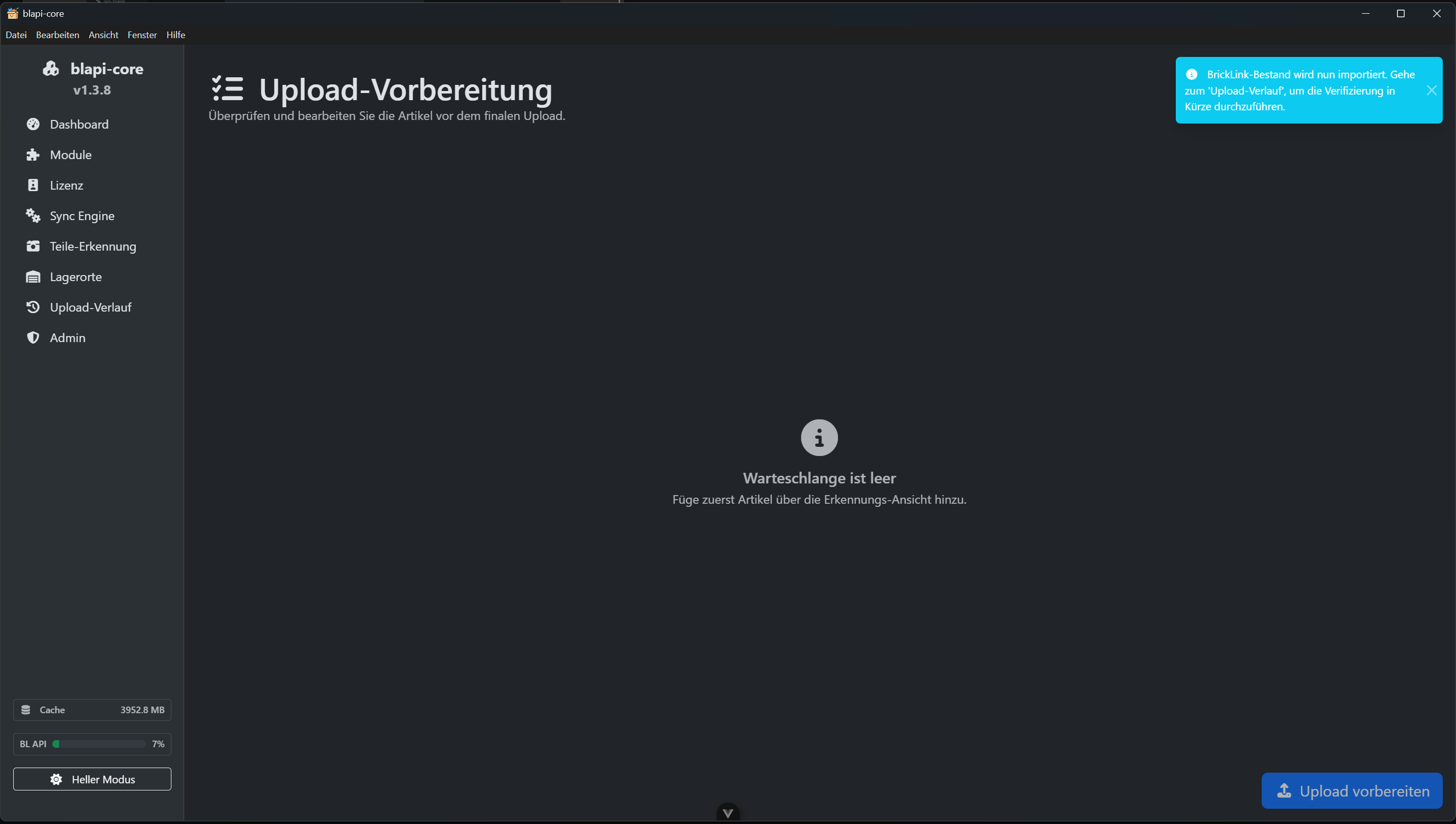 Meldung über den startenden Sync